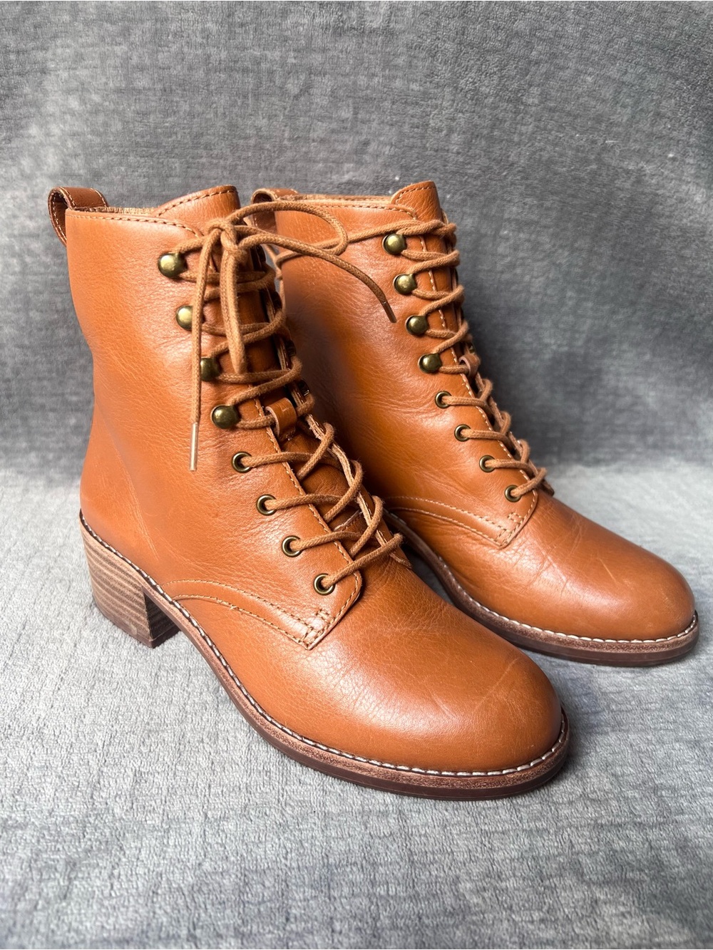 Madewell The Patti Lace-Up Ankle Boots Sz 5 English Saddle Leather Soft Brown - Picture 14 of 16